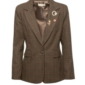 Veste petits carreaux et broches bijoux - BSB