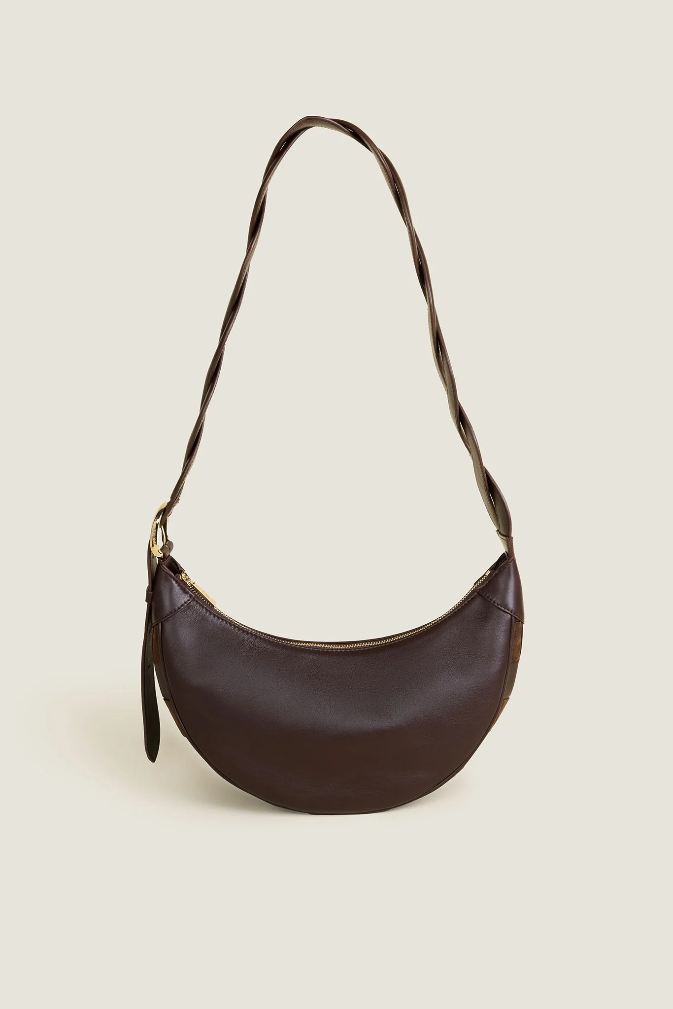Sac bandoulière motif damier bi-matière