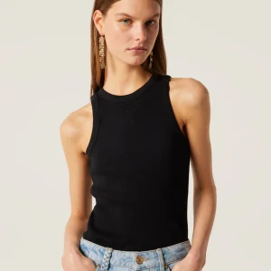 Débardeur noir à broderie