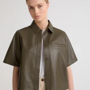 Chemise manches courtes en cuir d'agneau