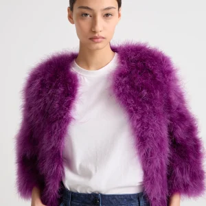 Veste courte en plumes