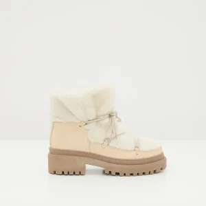 Boots lacées mi-hautes en peau lainée