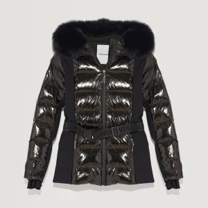 Veste de ski avec capuche en fourrure de renard imperméable