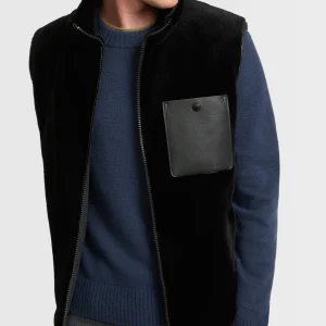 Gilet fleece en tissu Loro Piana et fourrure de vison rasé réversible