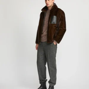 Veste fleece en fourrure de vison réversible
