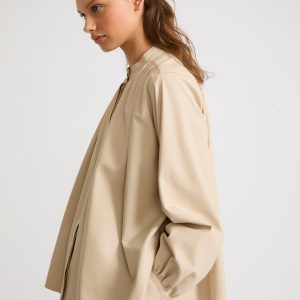 Chemise à plis en cuir d'agneau fin