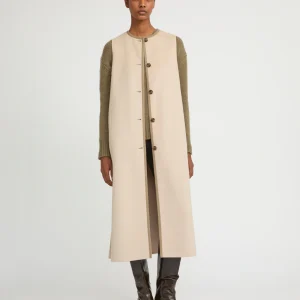 Gilet long en lainage cachemire double face