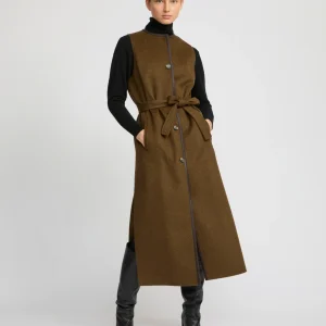 Gilet long en lainage cachemire double face