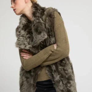 Gilet long réversible en agneau Toscane