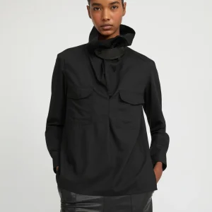 Blouse drapée en voile de laine