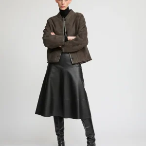Veste teddy en agneau Mérinos suède