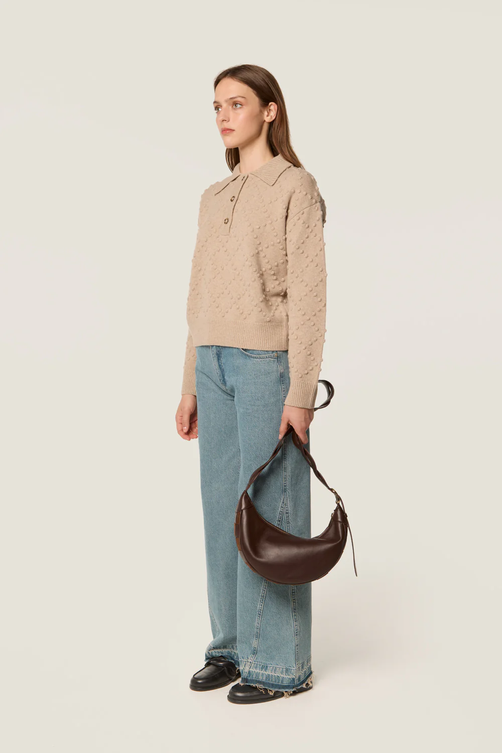 Sac bandoulière motif damier bi-matière – Image 7
