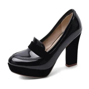 Chaussures Pin-Up Couture Noir Brillant