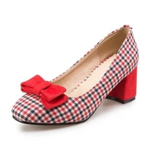 Chaussures Vintage  Carreaux Rouge