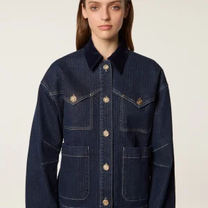 Veste en denim et col velours