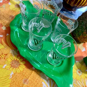 Grand plateau Feuille 5 verres Vintage 1970/80