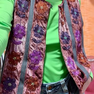 Boléro Gilet Velours A fleurs France Vintage 1990