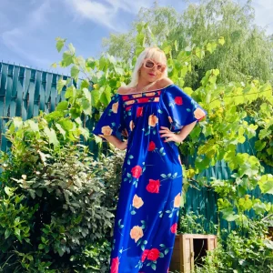 Robe à Fleurs manches papillons Vintage France Original