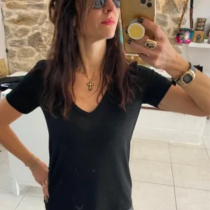 T-shirt paillette PLEASE Noir
