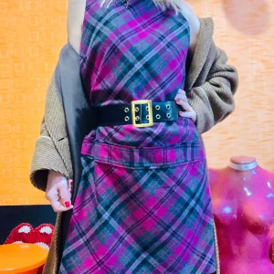 Robe tartan rose Écossaise Vintage 1990 Coupe Façon sixties