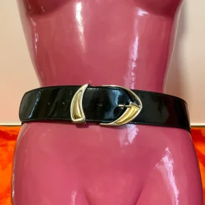 Ceinture Cuir Vernis Vynil Vintage 1980/90 Made in France