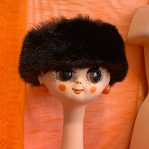 Toque Vintage 1970 Daim et fausse fourrure Stylée