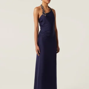 Robe longue tour de cou serpent strass