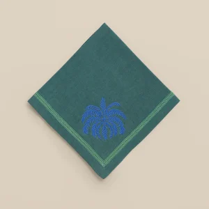 Serviette de table brodée palmier