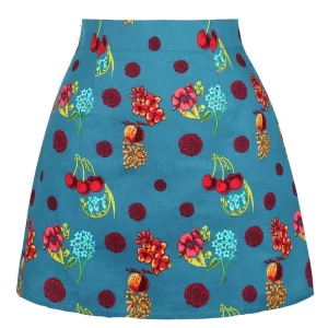 Mini Jupe Vintage  Fleurs Cerises